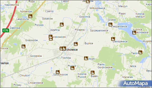 mapa Bujnice-Kolonia, Bujnice-Kolonia na mapie Targeo