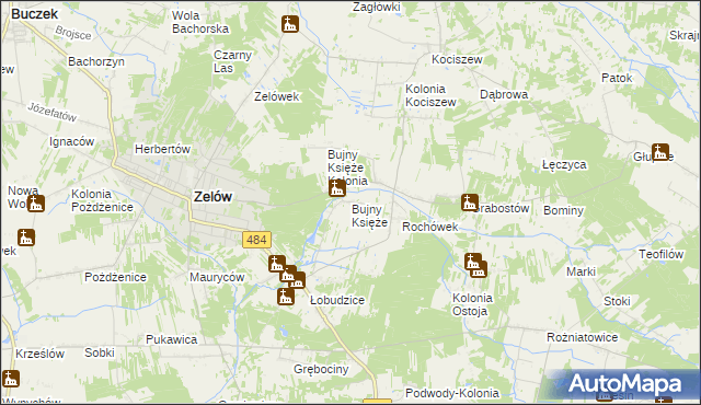 mapa Bujny Księże, Bujny Księże na mapie Targeo