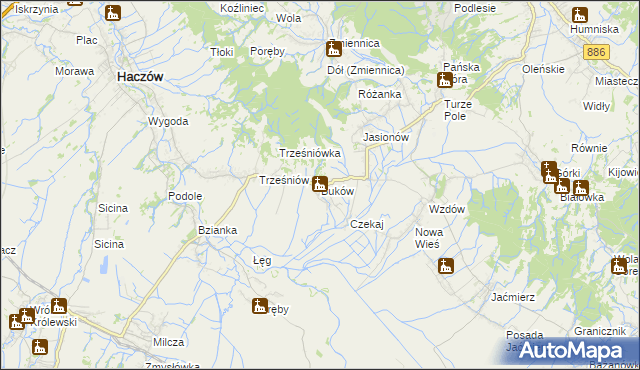 mapa Buków gmina Haczów, Buków gmina Haczów na mapie Targeo