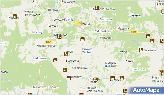 mapa Bukowa Wielka, Bukowa Wielka na mapie Targeo