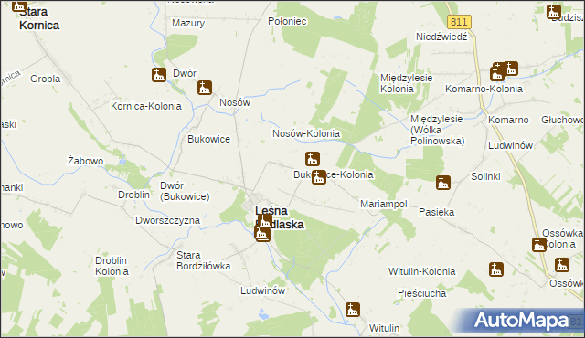 mapa Bukowice-Kolonia, Bukowice-Kolonia na mapie Targeo