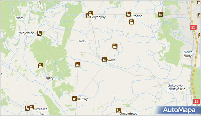 mapa Bukowiec gmina Budzyń, Bukowiec gmina Budzyń na mapie Targeo