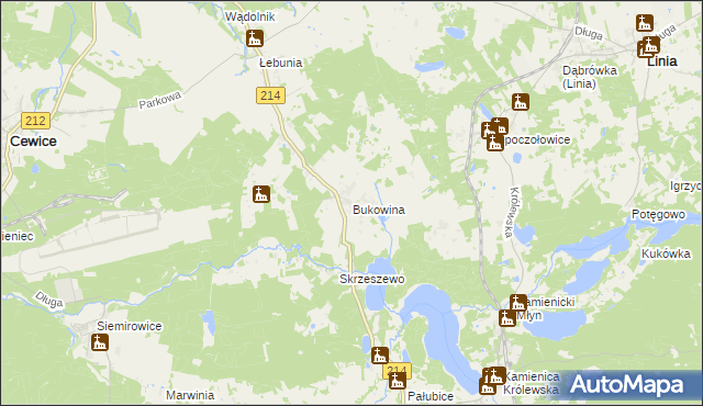 mapa Bukowina gmina Cewice, Bukowina gmina Cewice na mapie Targeo