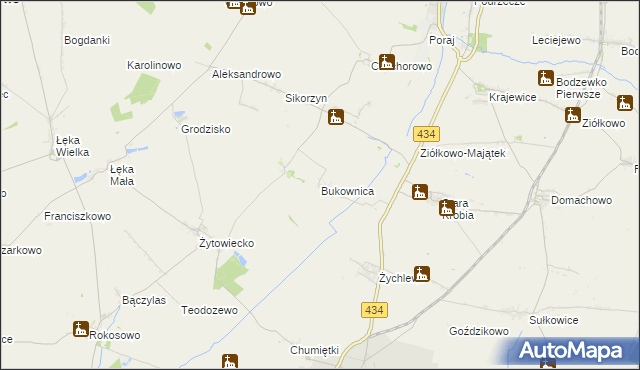 mapa Bukownica gmina Krobia, Bukownica gmina Krobia na mapie Targeo