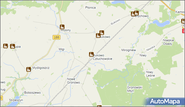 mapa Bukowo Człuchowskie, Bukowo Człuchowskie na mapie Targeo