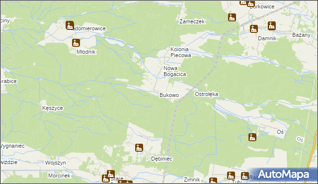 mapa Bukowo gmina Murów, Bukowo gmina Murów na mapie Targeo