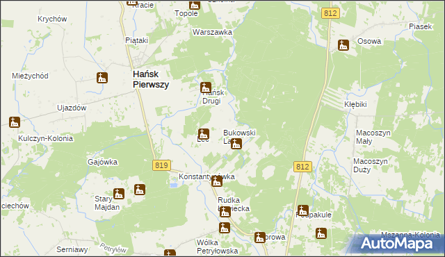 mapa Bukowski Las, Bukowski Las na mapie Targeo