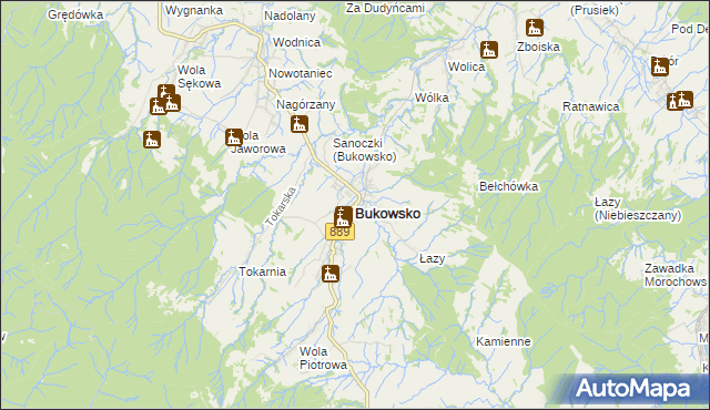 mapa Bukowsko, Bukowsko na mapie Targeo