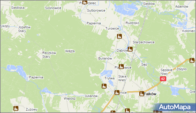 mapa Bulianów, Bulianów na mapie Targeo