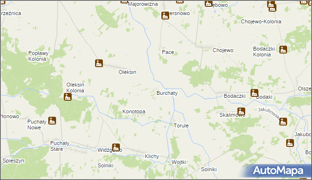 mapa Burchaty, Burchaty na mapie Targeo