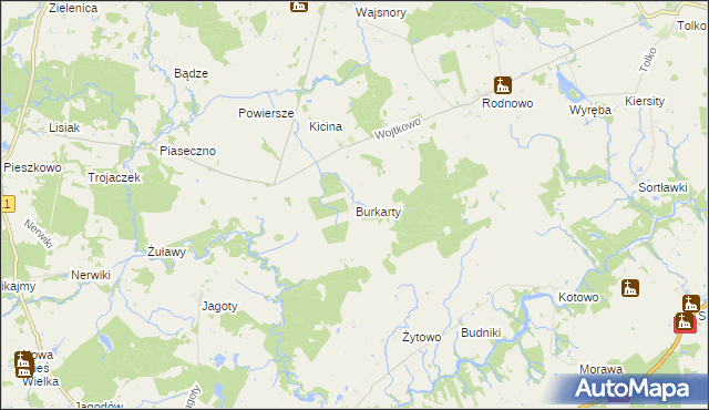 mapa Burkarty, Burkarty na mapie Targeo