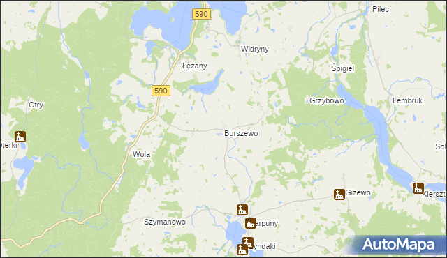 mapa Burszewo, Burszewo na mapie Targeo