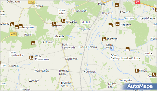 mapa Busina-Kolonia, Busina-Kolonia na mapie Targeo