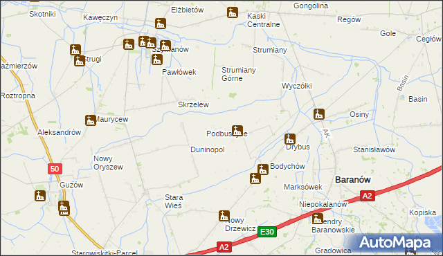 mapa Buszyce gmina Baranów, Buszyce gmina Baranów na mapie Targeo