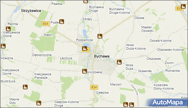 mapa Bychawa, Bychawa na mapie Targeo