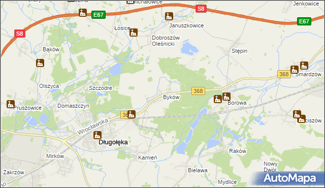 mapa Byków, Byków na mapie Targeo