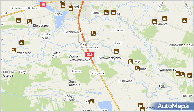 mapa Bykowszczyzna, Bykowszczyzna na mapie Targeo