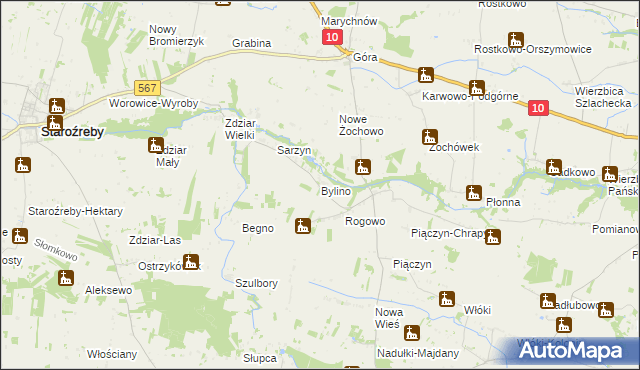 mapa Bylino, Bylino na mapie Targeo