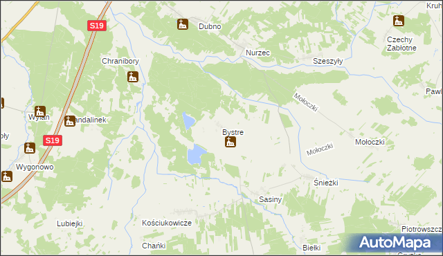 mapa Bystre gmina Boćki, Bystre gmina Boćki na mapie Targeo
