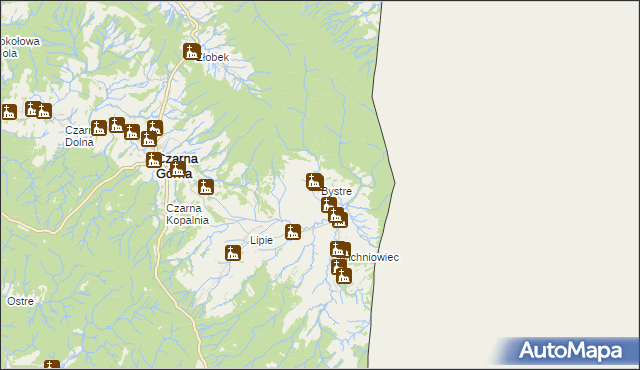 mapa Bystre gmina Czarna, Bystre gmina Czarna na mapie Targeo