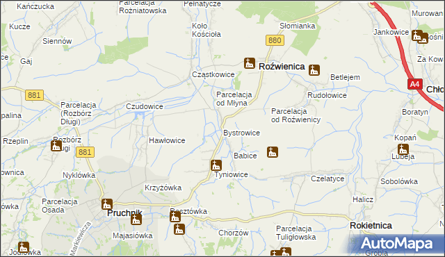 mapa Bystrowice, Bystrowice na mapie Targeo