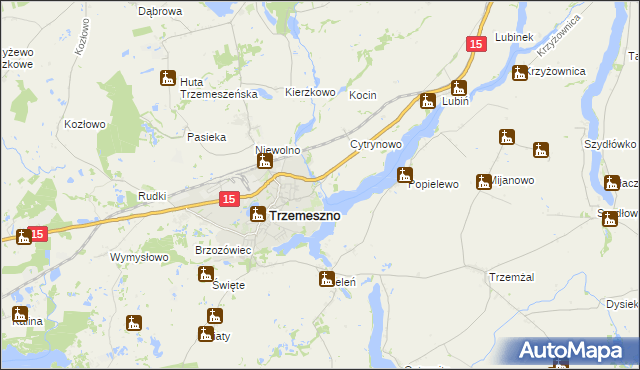 mapa Bystrzyca gmina Trzemeszno, Bystrzyca gmina Trzemeszno na mapie Targeo