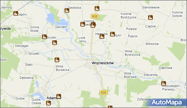 mapa Bystrzyca gmina Wojcieszków, Bystrzyca gmina Wojcieszków na mapie Targeo