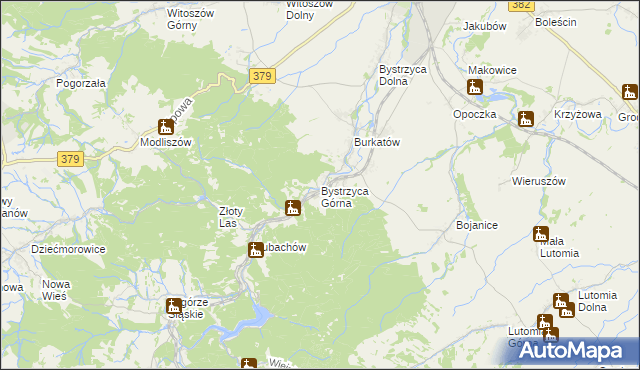 mapa Bystrzyca Górna, Bystrzyca Górna na mapie Targeo