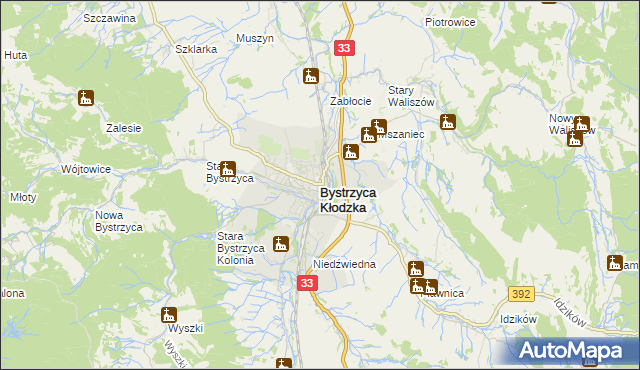 mapa Bystrzyca Kłodzka, Bystrzyca Kłodzka na mapie Targeo