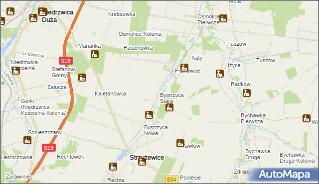 mapa Bystrzyca Stara, Bystrzyca Stara na mapie Targeo