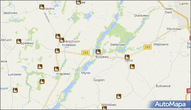 mapa Byszewo gmina Koronowo, Byszewo gmina Koronowo na mapie Targeo