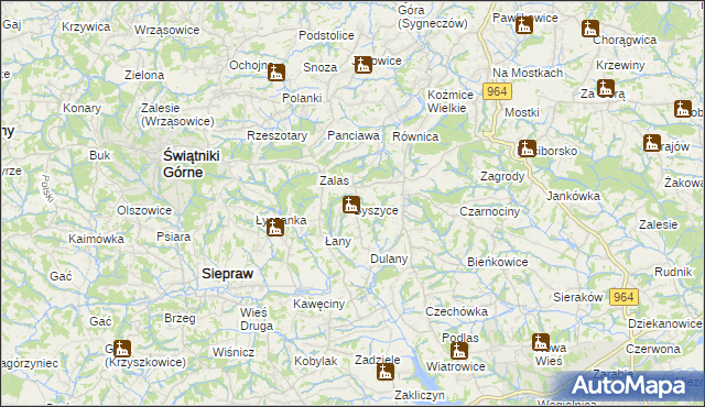 mapa Byszyce, Byszyce na mapie Targeo