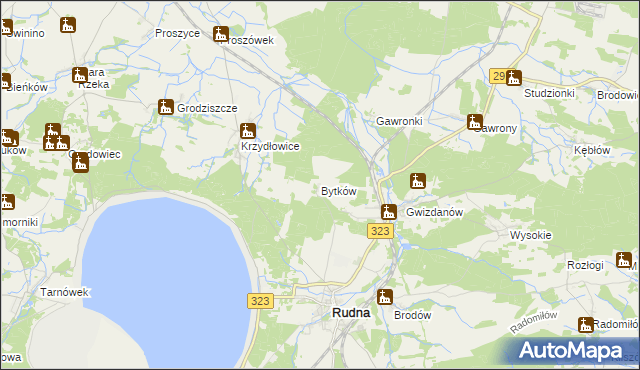 mapa Bytków gmina Rudna, Bytków gmina Rudna na mapie Targeo
