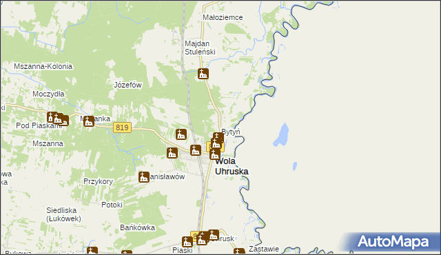 mapa Bytyń gmina Wola Uhruska, Bytyń gmina Wola Uhruska na mapie Targeo