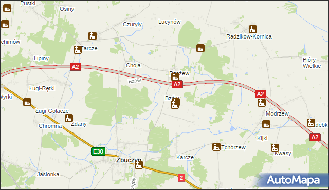 mapa Bzów, Bzów na mapie Targeo