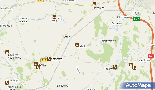 mapa Cebulki, Cebulki na mapie Targeo