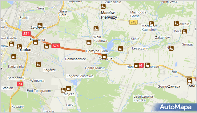 mapa Cedzyna, Cedzyna na mapie Targeo