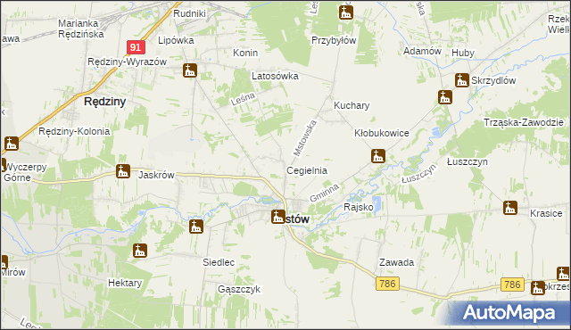 mapa Cegielnia gmina Mstów, Cegielnia gmina Mstów na mapie Targeo
