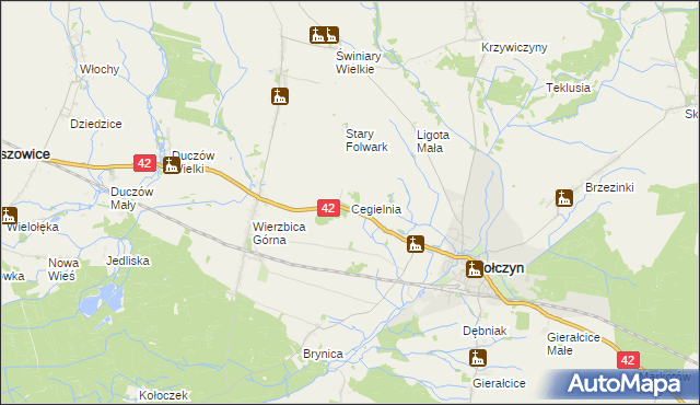 mapa Cegielnia gmina Wołczyn, Cegielnia gmina Wołczyn na mapie Targeo