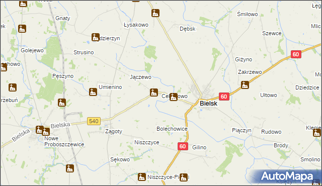mapa Cekanowo gmina Bielsk, Cekanowo gmina Bielsk na mapie Targeo