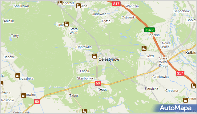 mapa Celestynów powiat otwocki, Celestynów powiat otwocki na mapie Targeo