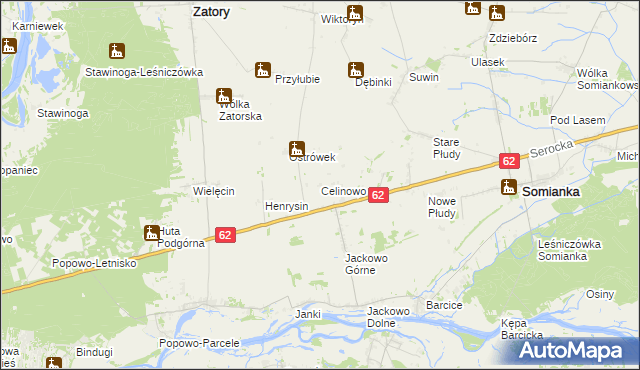 mapa Celinowo gmina Somianka, Celinowo gmina Somianka na mapie Targeo