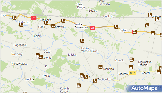 mapa Celiny Włościańskie, Celiny Włościańskie na mapie Targeo