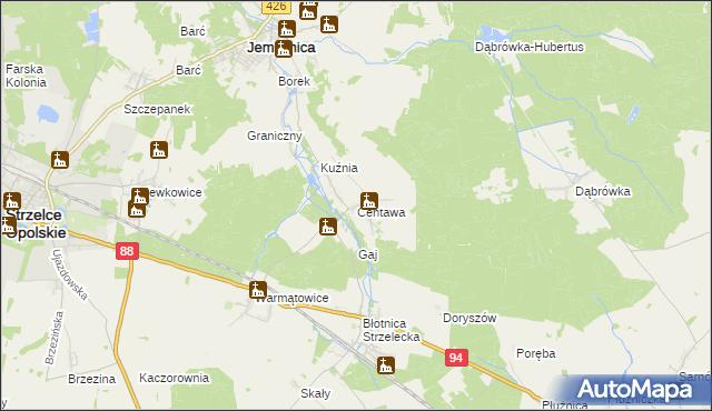 mapa Centawa, Centawa na mapie Targeo