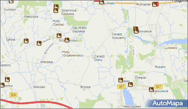 mapa Ceradz Dolny, Ceradz Dolny na mapie Targeo