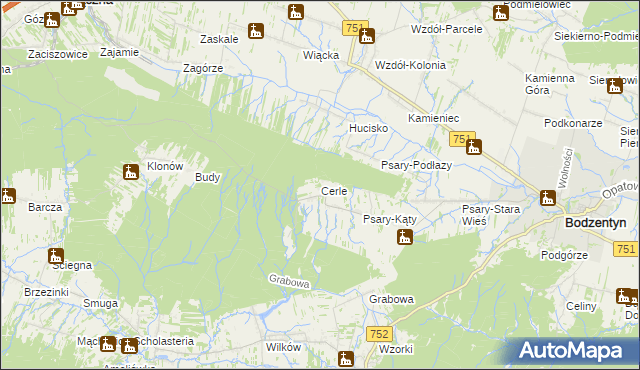 mapa Cerle, Cerle na mapie Targeo