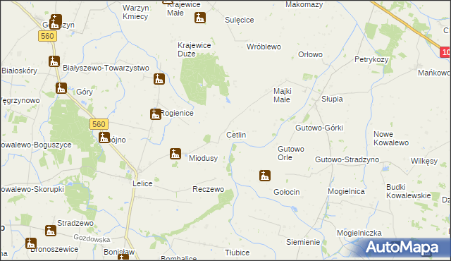 mapa Cetlin, Cetlin na mapie Targeo