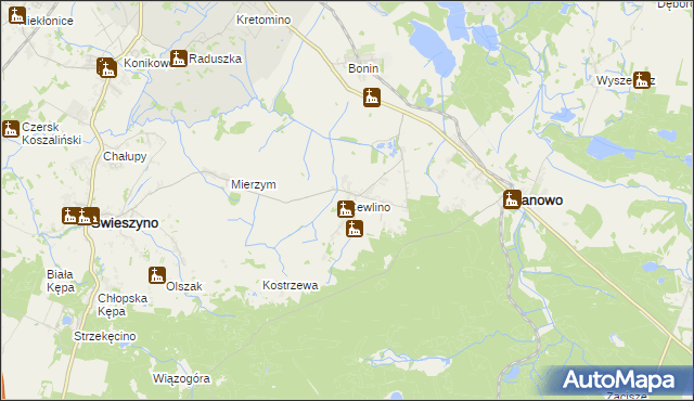 mapa Cewlino, Cewlino na mapie Targeo