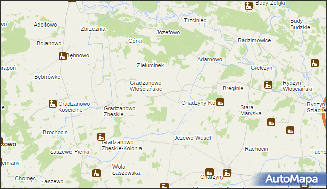 mapa Chądzyny-Krusze, Chądzyny-Krusze na mapie Targeo