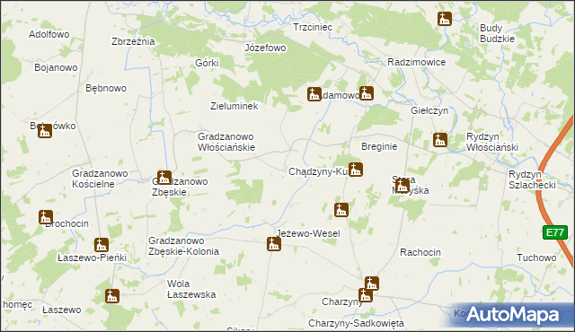 mapa Chądzyny-Kuski, Chądzyny-Kuski na mapie Targeo